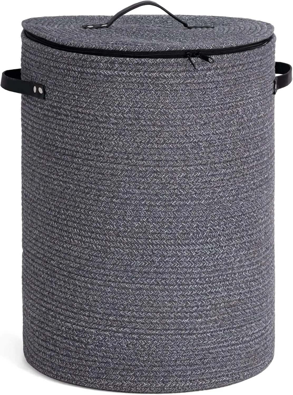 

Большая корзина для белья с крышкой, высокая корзина для одежды объемом 58 л для спальни, веревочная корзина для одеял и игрушек, серая
