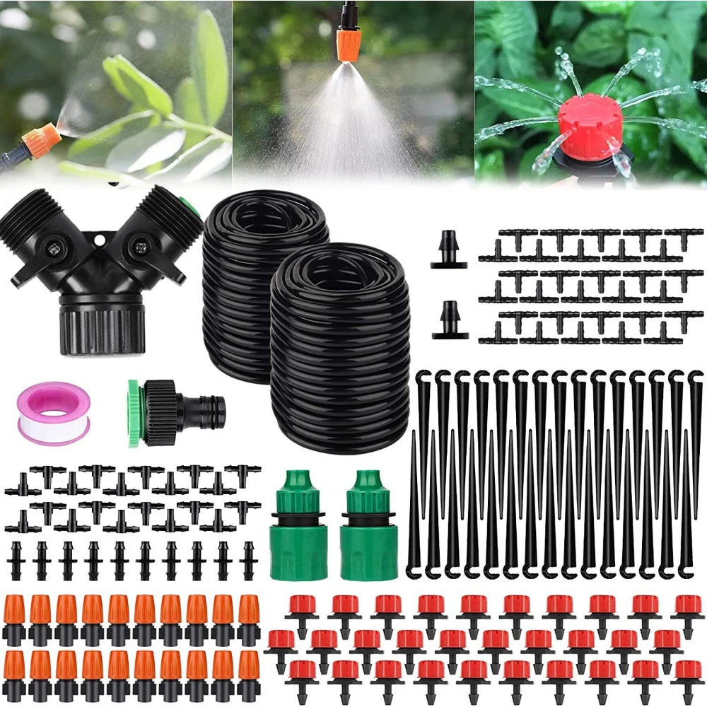 Kit d'irrigation goutte à goutte pour jardin 149 pièces, système d'arrosage automatique 30M, buse réglable, kit d'irrigation DIY pour jardin, serre, fleurs, légumes, plantes