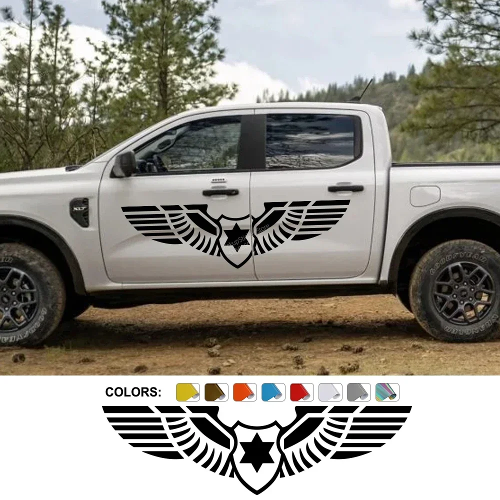 Pickup Truck Sticker Wing Shape Decor Decal Cover For Ford Ranger Raptor F-150 Nissan Navarra Toyota Hilux Dodge RAM Isuzu Dmax