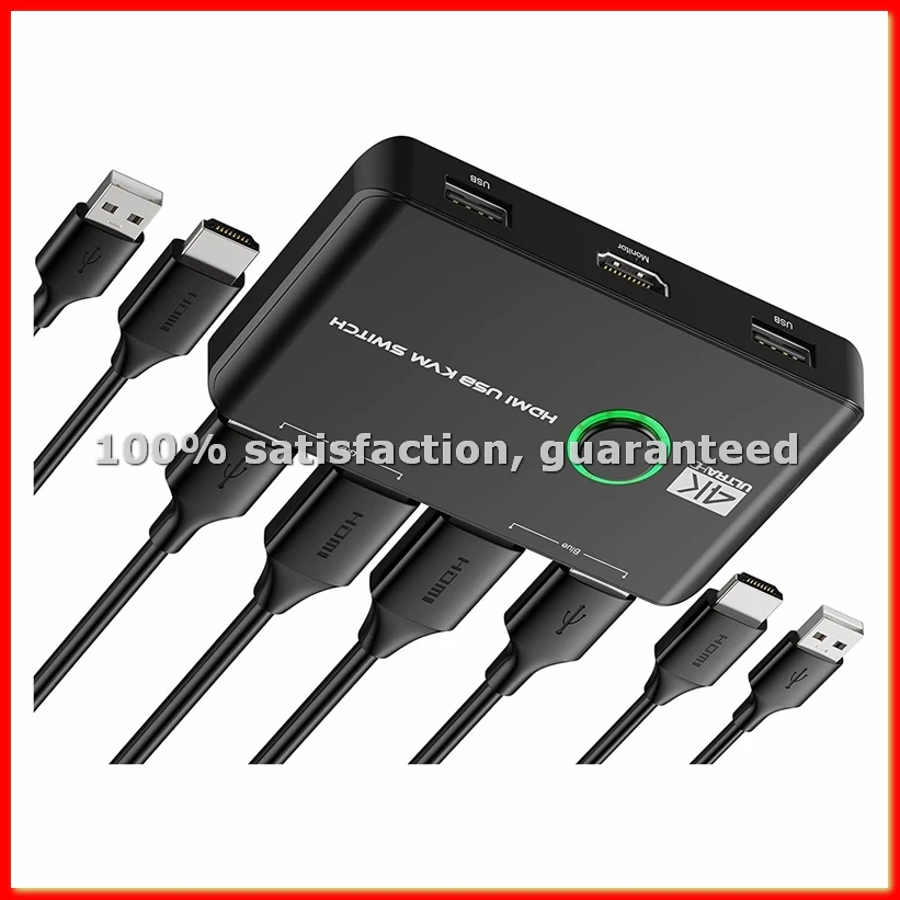 

KVM-переключатель 4K с поддержкой USB для совместного использования 2 компьютерами: клавиатура, мышь, принтер и монитор, поддержка 4K@60Hz - A79U