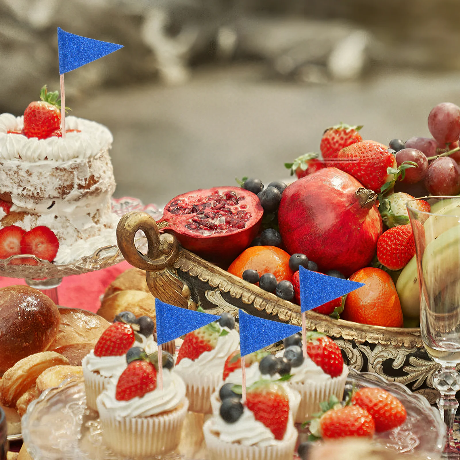 

60Pcs Cake Pops Toppers Triangle Flags Picks for Fruit Decorative Food Sticks Party Dessert Decoration Supplies