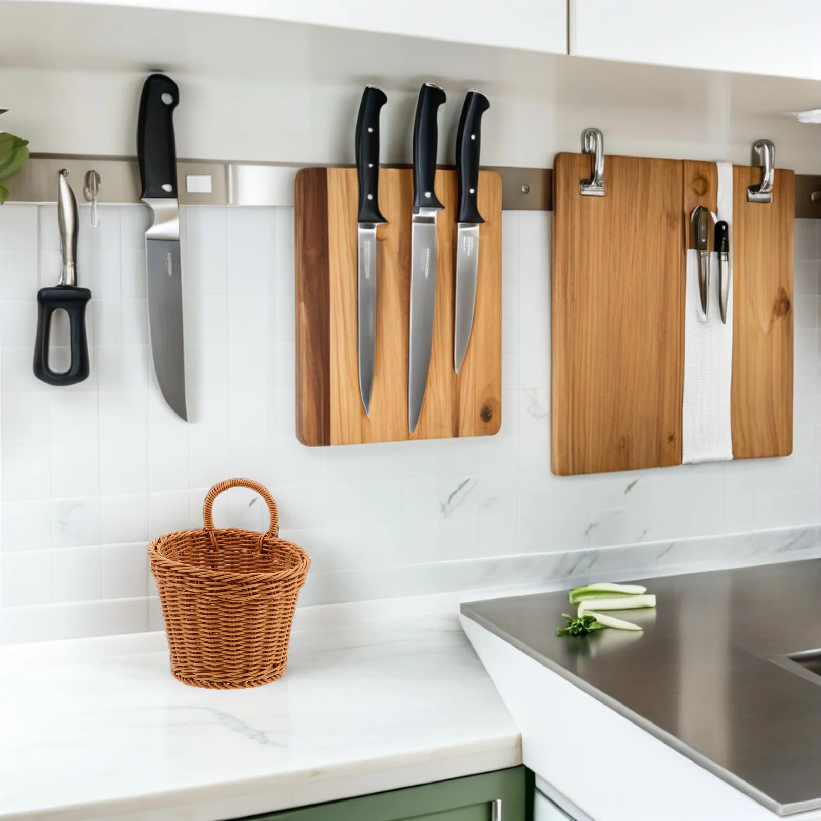 

Kitchen Basket Onion Garlic Ginger Storage Woven Hanging Organizer Kitchen Pantry Organizer Vegetable Holder Storage