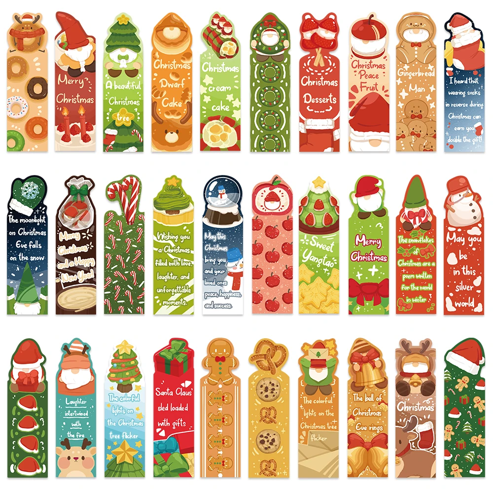 30 шт. забавные рождественские закладки с героями мультфильмов, рождественские ароматические закладки для любителей книг, студентов, рождественский конец года, подарок