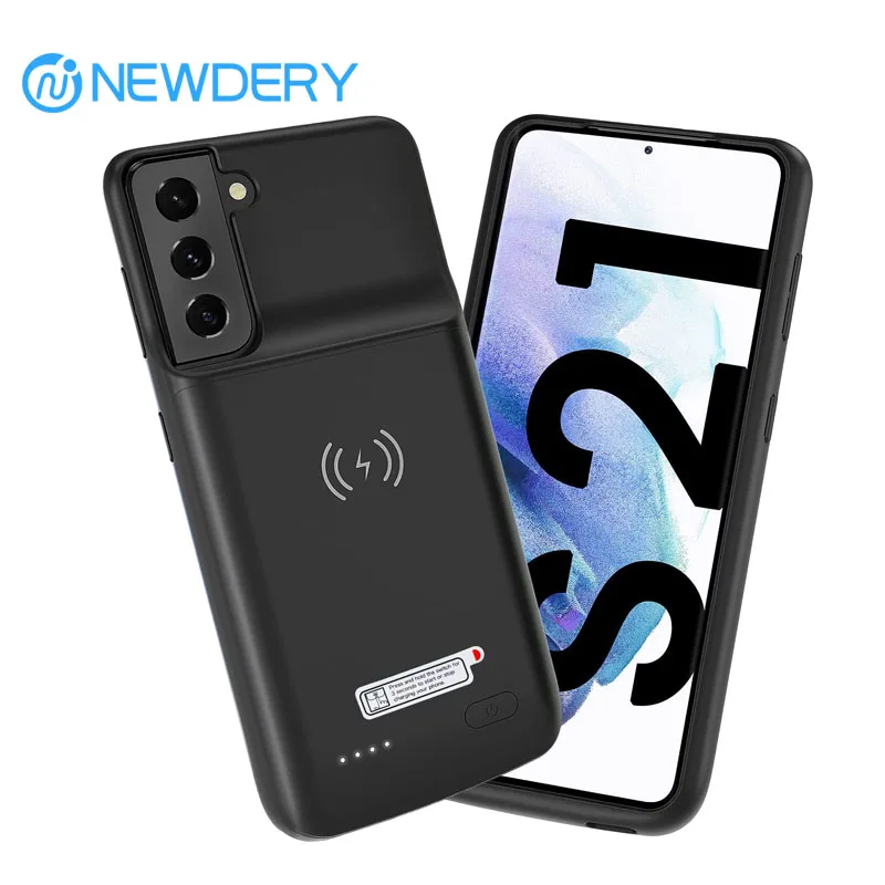 

NEWDERY Portable Charger Battery Case For Samsung Galaxy S21 Wireless Charging Power Bank Case 4800mAh Extended Power Case