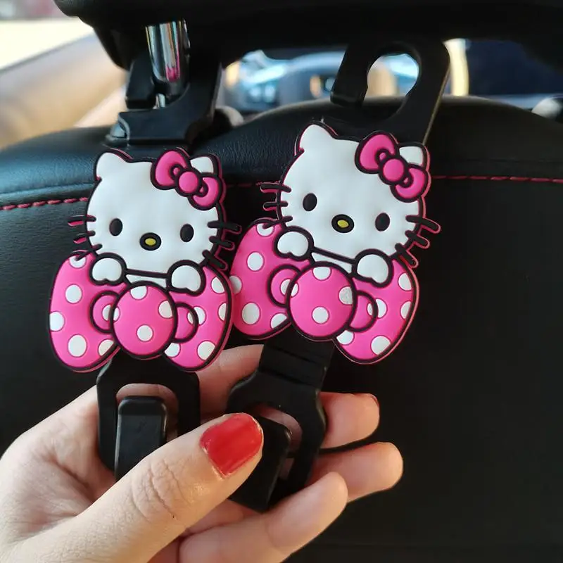 

cute Hello Kitty Car hook kawaii Anime Kuromi Mickey Seat back hook Multi functional cartoon sticker car hook Car Accessories