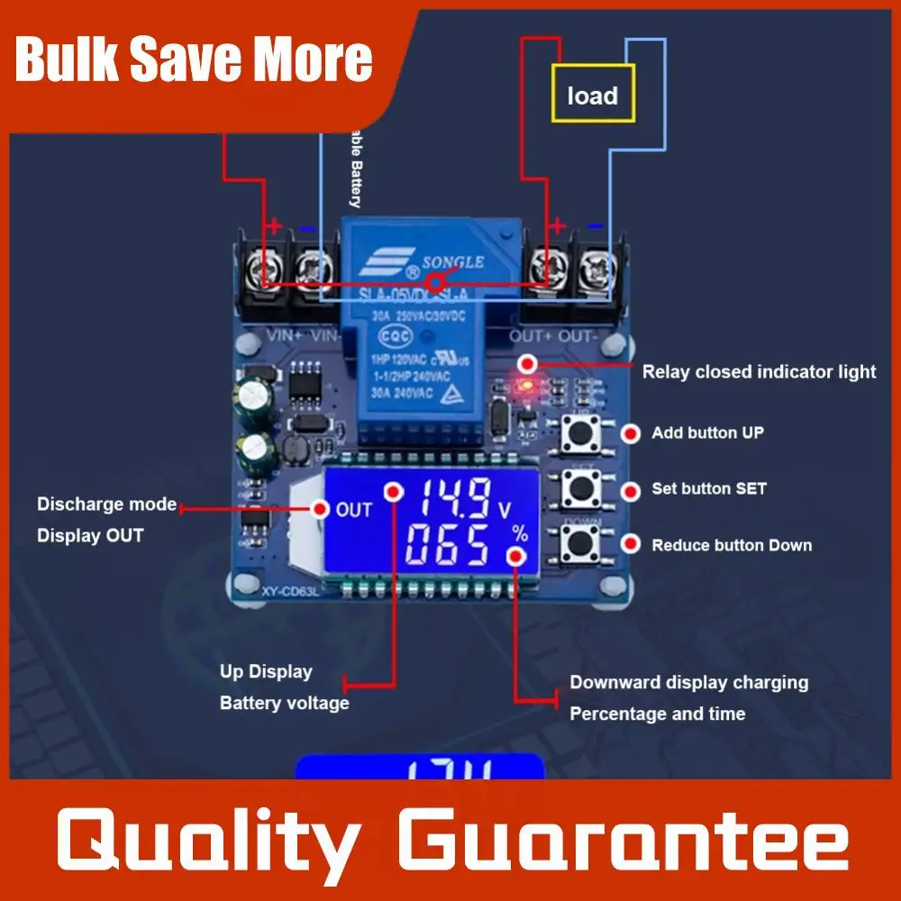 

Плата защиты от перенапряжения и разряда XY-CD63L, 30А, DC6-60В, для зарядки и разрядки, с защитой от глубокого разряда