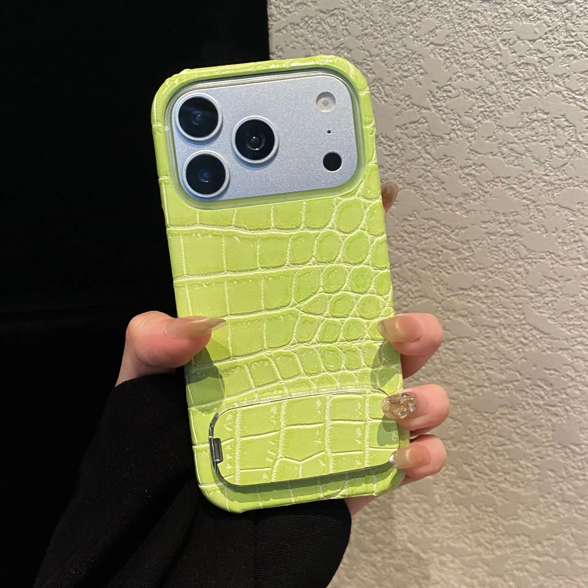 Crocodile Skin Pattern Suitable for iPhone 17air Phone Case 16promax Mirror 15Plus Stand 14Pro Half Pack 13anti Drop Phone Cover