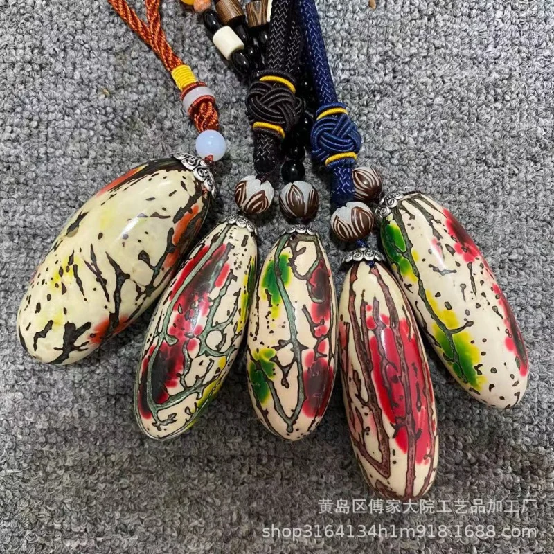 Color a Thousand Eye Bodhi Fruit Finished Product Hand Pieces with String Pendant Fu Lu Shou Old Big Fat Color Fruit Red and Gre