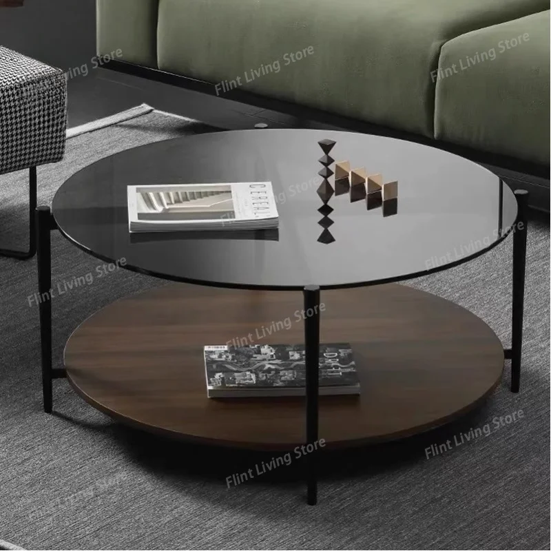 

Nordic Transparent Cafe Tables Modern Simple Wooden Double Layer Coffee Tables Living Room Glass Cafe Furniture Salontafel