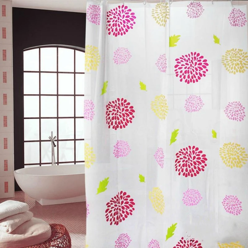 180x180cm PEVA Bathroom Shower Curtains Waterproof Thickening Bath Curtain Starfish Hibiscus Pattern Bathroom Shower Accessories