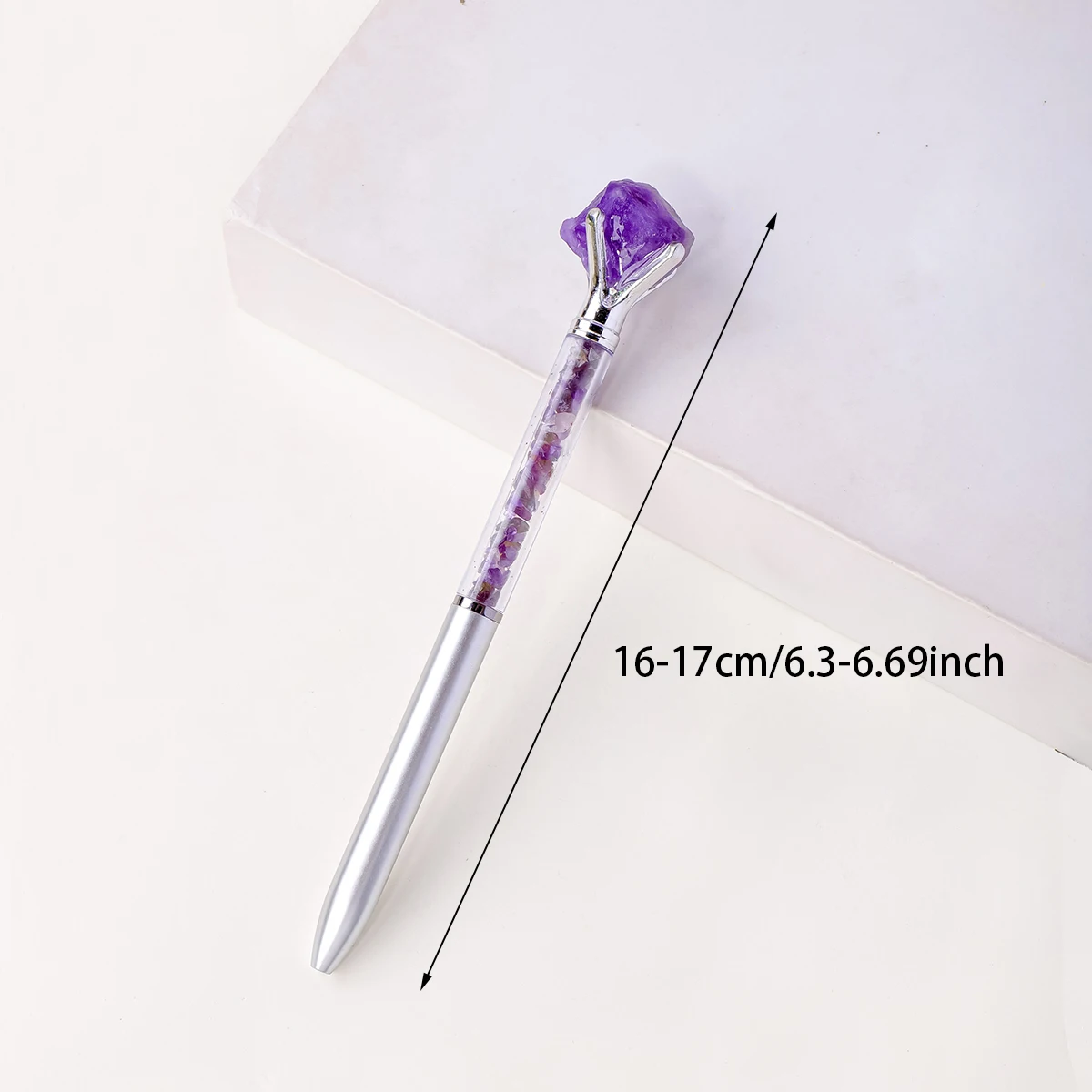 1PC Natural Crystal Raw Stone Gravel Ballpoint Pen Metallic Silver Signature Pen Office Stationery Ballpoint Pen Advertising Pen