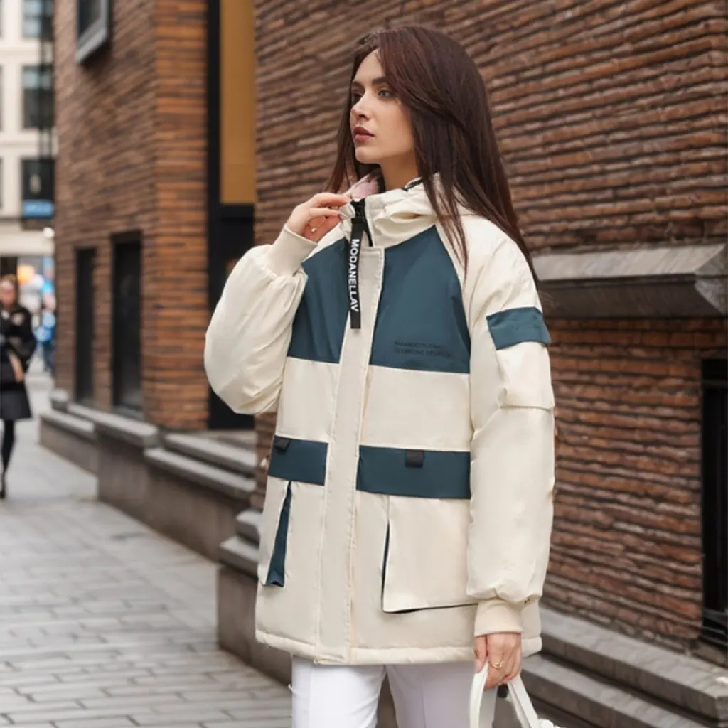 

Women's Thickened Parka Mid-Length Korean Style Winter Coat Warm Cotton-Padded Loose Slimming Outerwear
