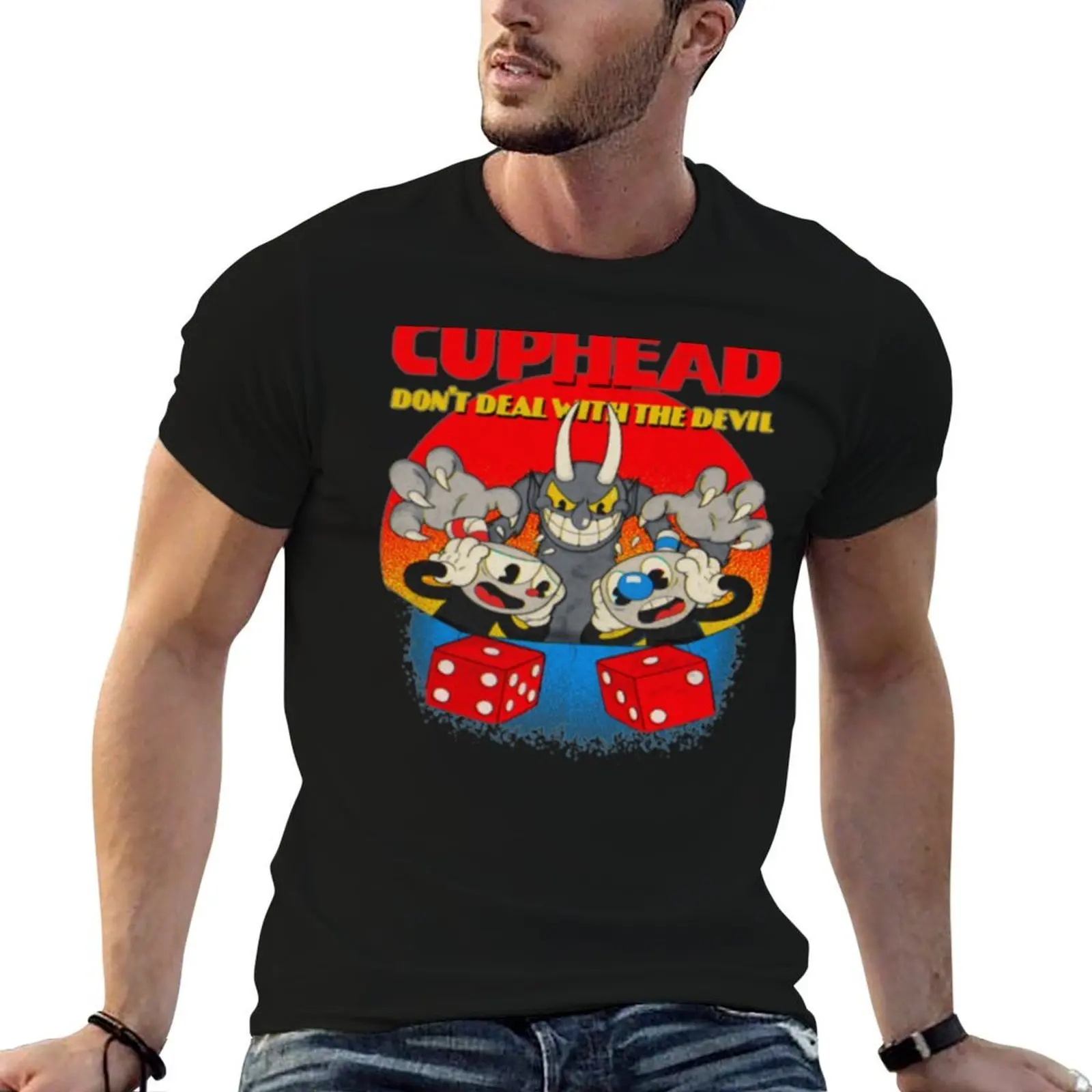 

Cuphead Mugman Dont Deal With The Devil T-Shirt t shirts for man cotton t shirts for man graphic funny T-Shirt