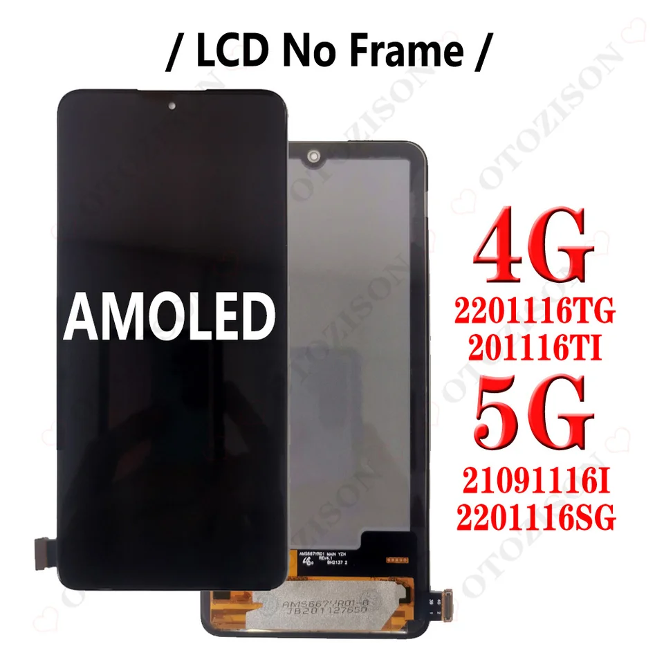 AMOLED LCD Display For Xiaomi Redmi Note 11 Pro 4G 5G 21091116I