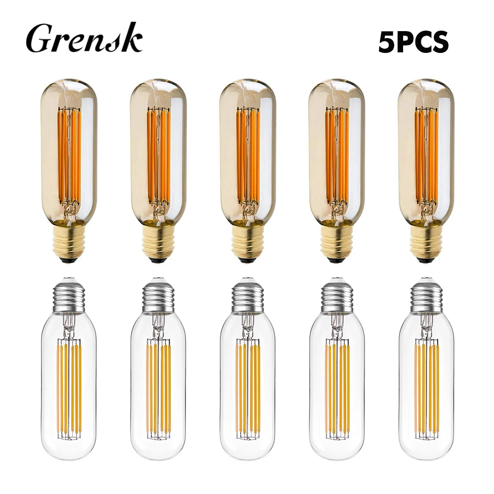 5 Stück röhrenförmige LED-Glühbirne E27 Edison Vintage LED dekorative Glühbirnen 220V 6W T45 Pendel leuchte Decken leuchte Ersatz lampe