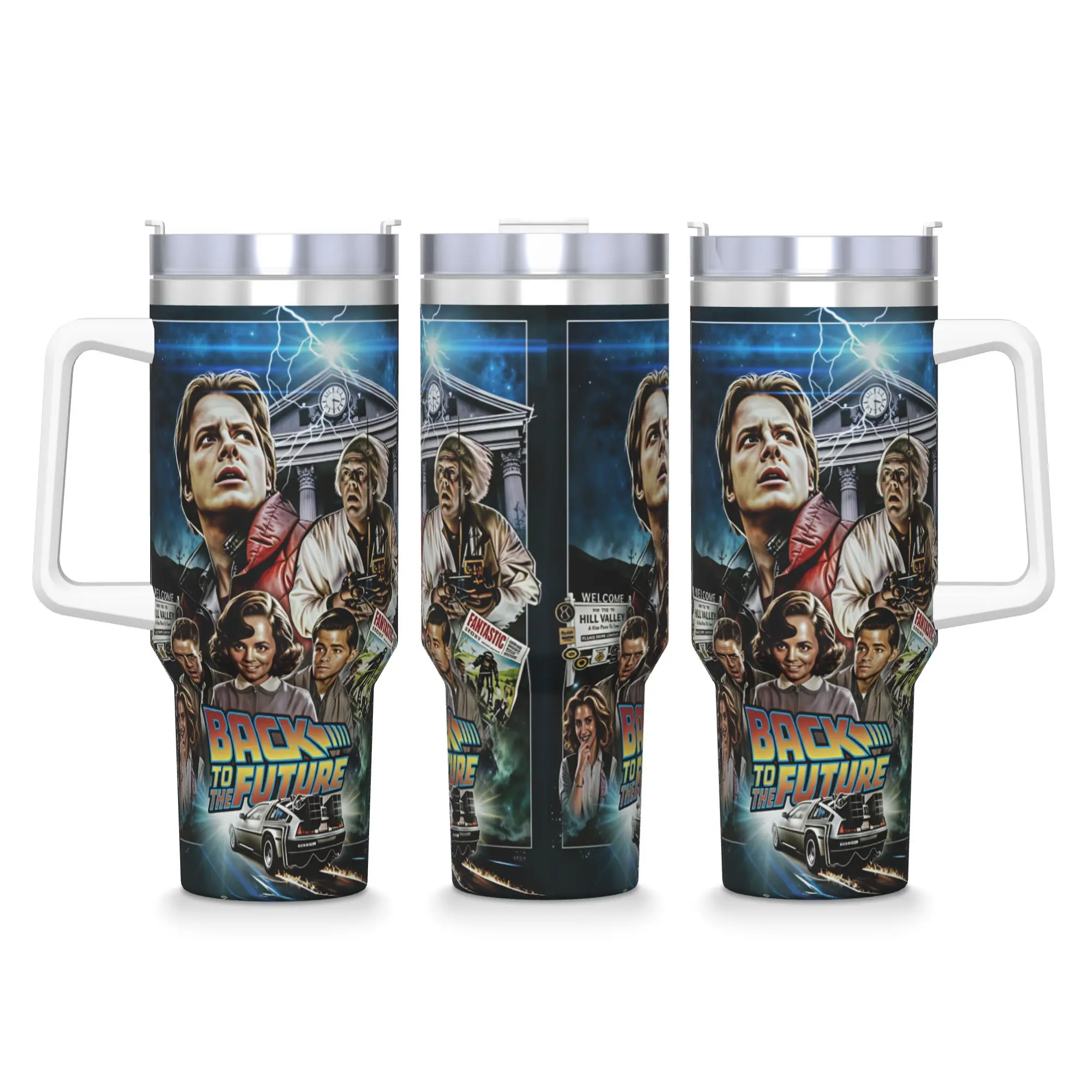 Back To The Future Tumbler  Hot Drinks Water Bottle Heat Preservation Stainless Steel Thermal Mug Custom DIY Travel Mugs Cup