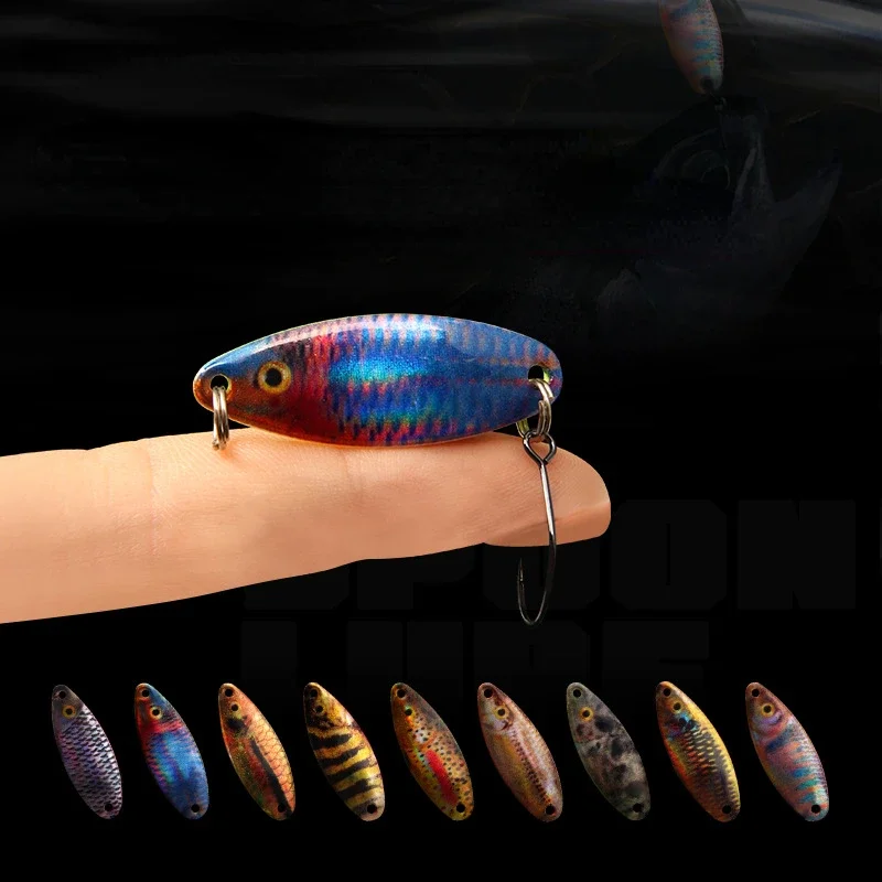 3.5g 4.5g Luminous Spoon Fishing Lure Fish-like Texture Spinner Lure Double-sided Painting S-shaped Spoon Lure