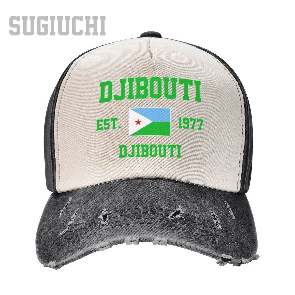 Unisex Baseball Cap Djibouti EST.1977 Djibouti Capital Men Women Vintage Hats Washed Cotton Trucker Gift