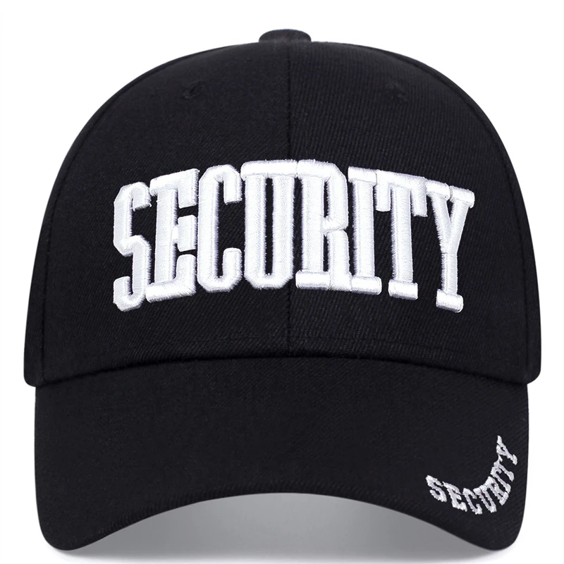 Unisex SECURITY Baseballkappen mit Buchstabenstickerei, Frühling, Herbst, Outdoor, verstellbare Freizeithüte, Papa-Hut, Sonnenschutzhut – Detail 2