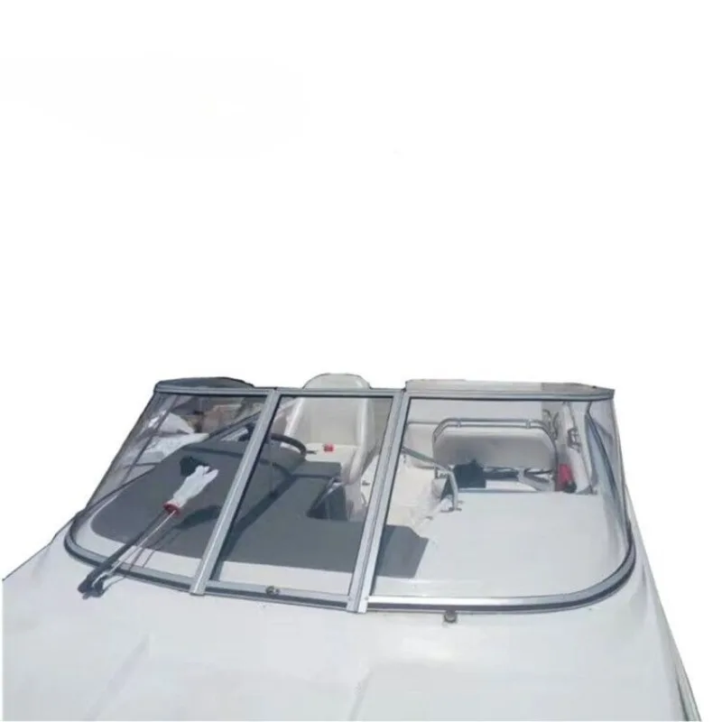 Thickened tempered yacht windshield, aluminum alloy sealed frame three-stage ship front
