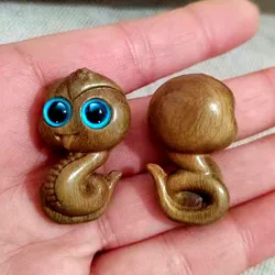 Wooden carving Lovely Snake ornaments DIY Jewelry Pendant key chain children's gift