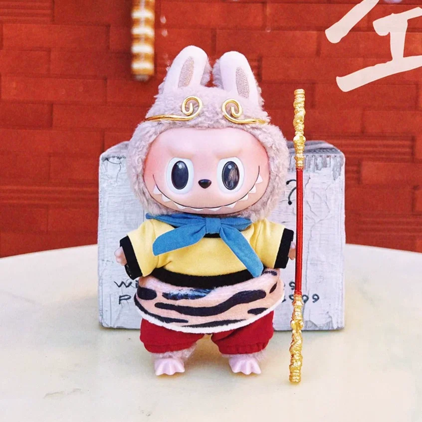 

Одежда 17 см для Labubu, праздничная одежда, тканевая кукла Sun Wukong, маленькие животные, виниловый костюм Labubu, одежда для кукол, каваи, игрушки