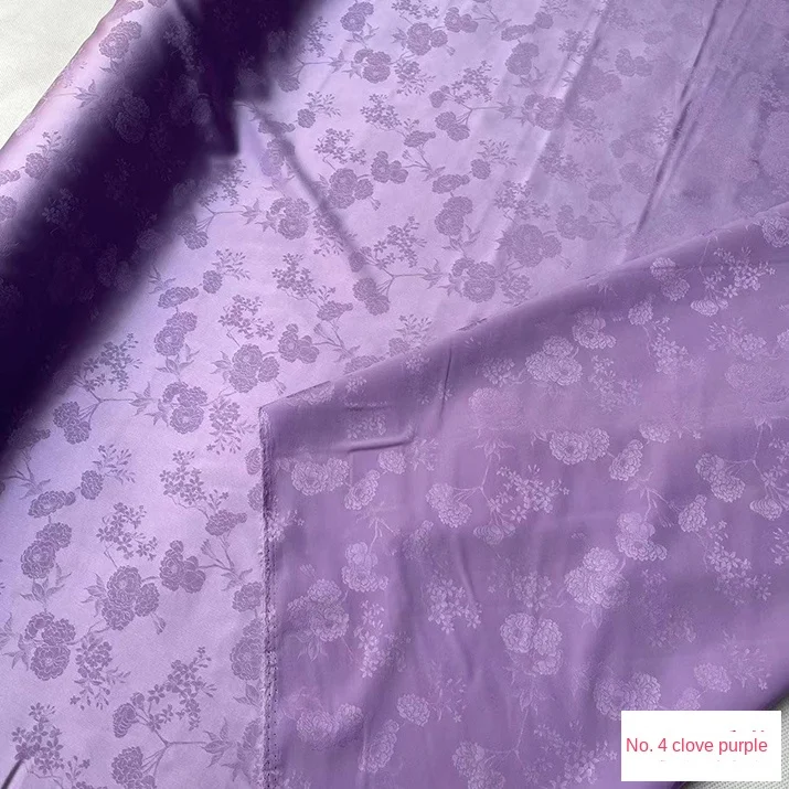 Jacquard Mulberry Silk Fabric By The Meter for Sewing Dress Shirt Cheongsam Bed Sewing Elastic Flower Cloth Soft Smooth Draping