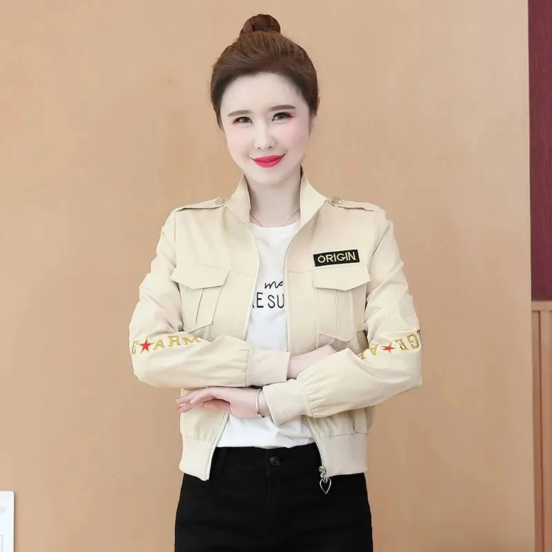 Spring Autumn Short Casual Jacket 2024 New Stand-Up Collar Loose Women's Clothes Outeawer Solid Colour Fashion Coat Female