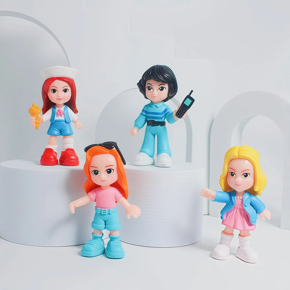 8 stks/set Q Versie Anime Man-eten Bloem Stranger Dingen Steve Monster Figuren Creatieve Standbeeld Perifere Ornament Model Speelgoed