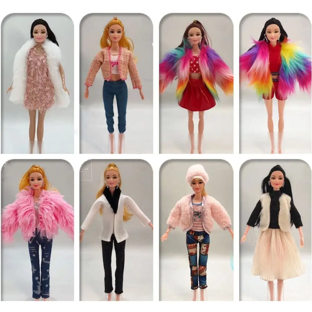 

1 Set Fashion Casual 1/6 Doll Clothes Hats Handmade DIY Girl Gift Toys Sweaters Pants Winter Wear Fur Jacket for 29~32 cm Doll