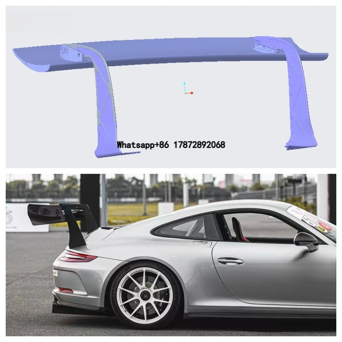 Dry Carbon Fiber Track Racing Wing for 911 991.1 991.2 Carerra Swan Neck Wing High Downforce