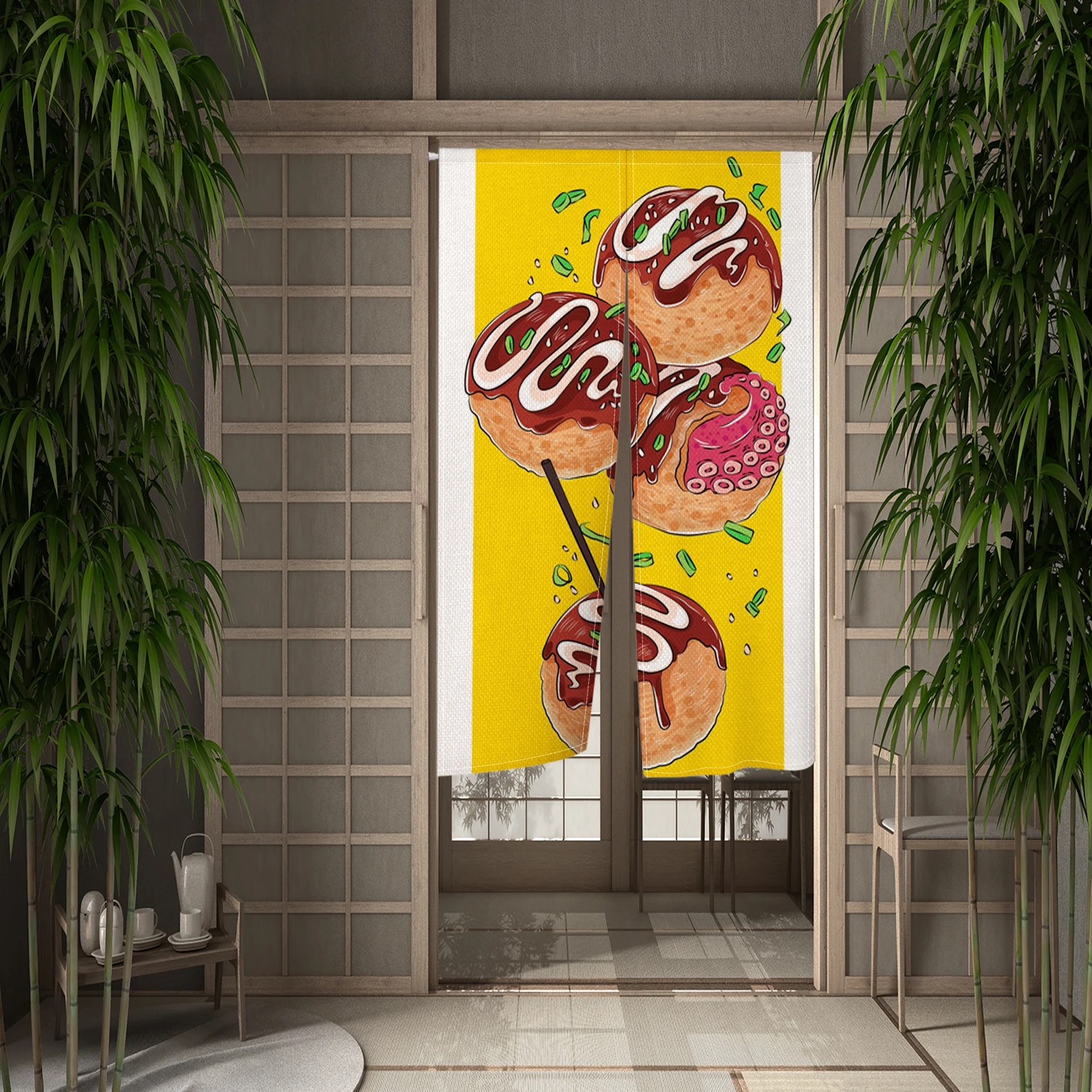 Japanese Sushi Takoyaki Doorway Curtain Resturant Taiyaki Dango Ramen Kitchen Entrance Partition Hanging Half-curtains Washable