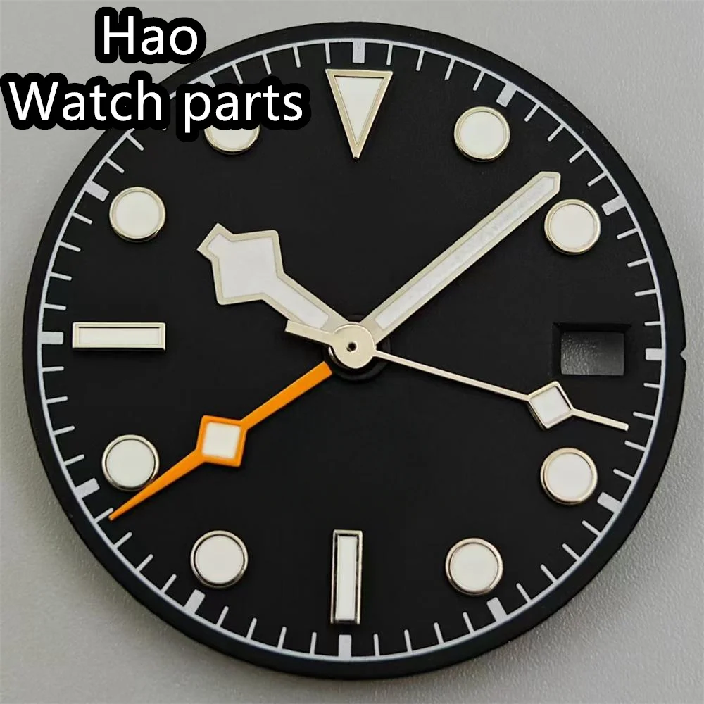 BLIGER 29 мм NH34 Циферблат часов Черно-белый циферблат с набором стрелок C3 Зеленый светящийся подходит NH34 Автоматический механизм Мужские детали часов