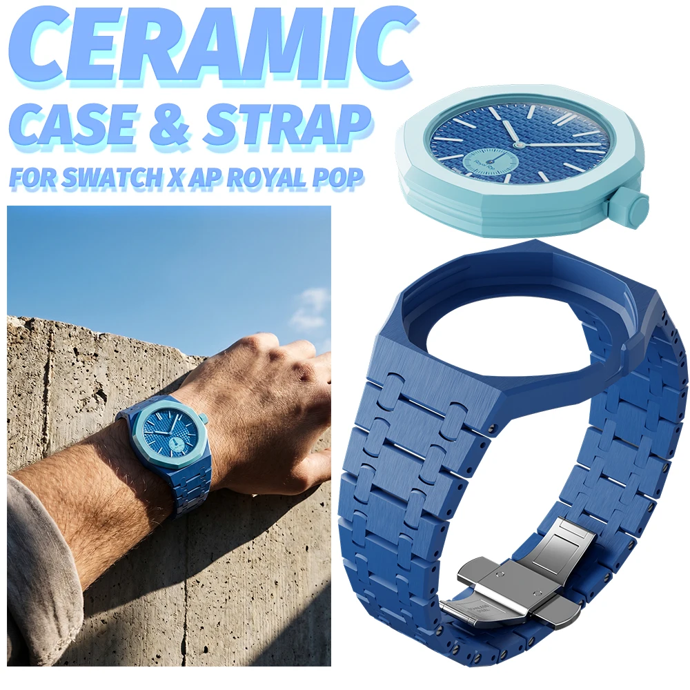 2026 Ceramic Modification Kit for Swatch X AP Royal POP Biomaterials Watch Case + bioceramic Strap Pocket Changer To Wristwatch image 6