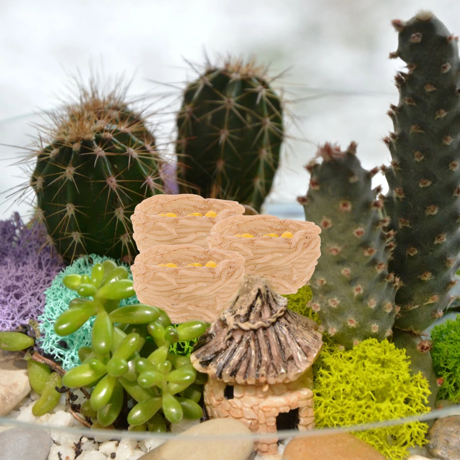 

10pcs Resin Bird Nest Ornaments Artificial Mini Decorative Nests for Micro Landscape Easter Supplies