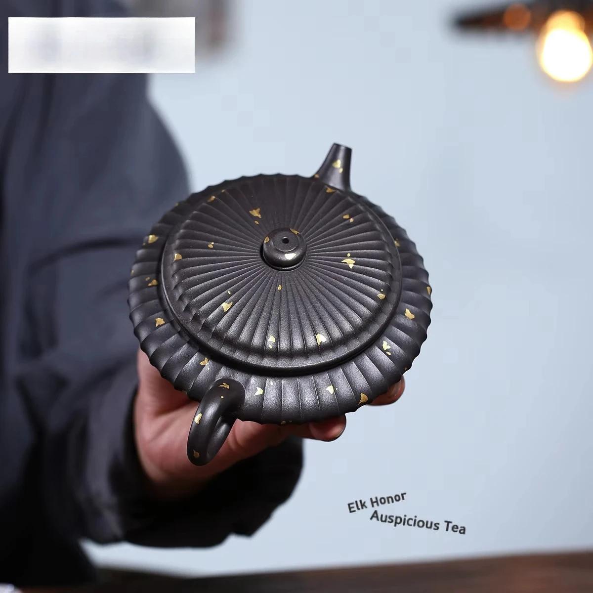 280ml Vintage Yixing Purple Clay Teapots Handmade Sprinkle Gold Virtual Flat Pot Raw Ore Black Material Mud Kettle Zisha Tea Set