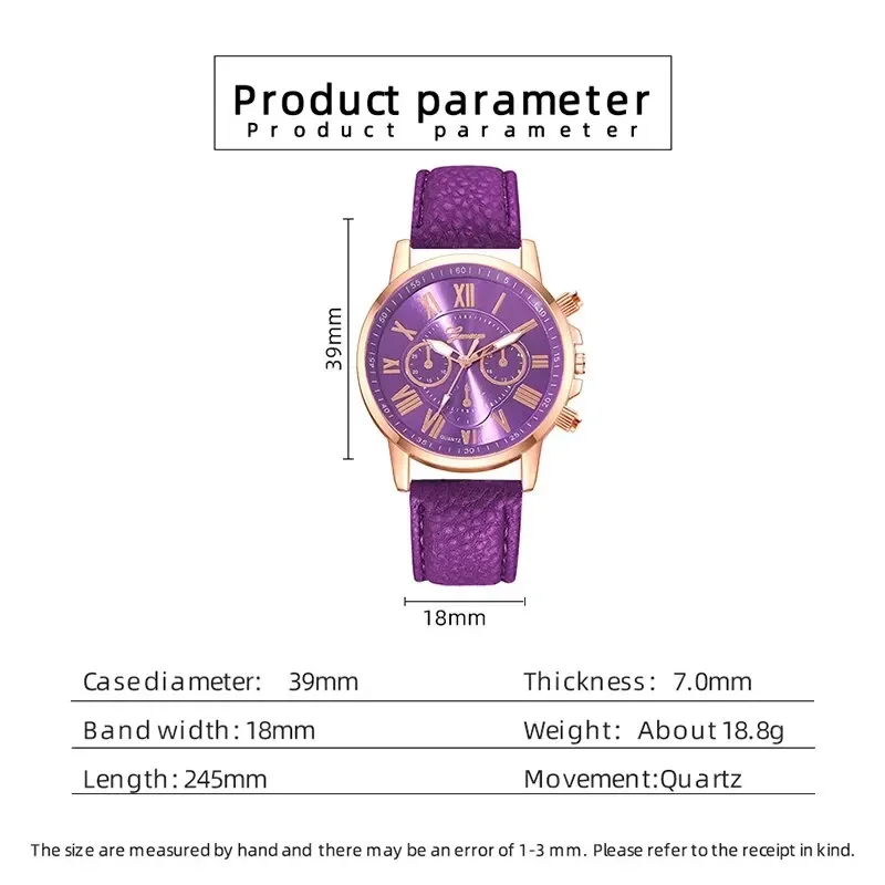 Fashion Women Watches Ladies Purple Leather Quartz Wrist Watch for Women Bussiness Casual Watch Relogio Feminino