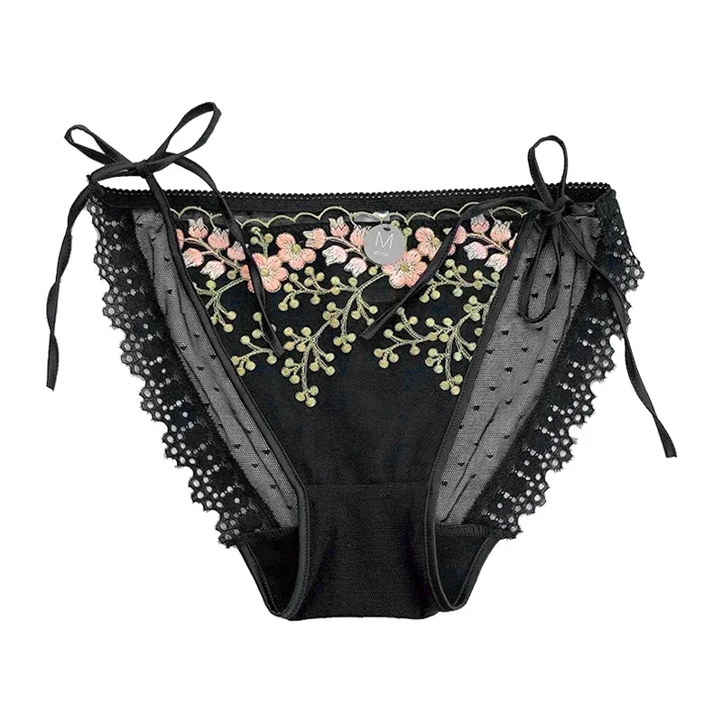 Vintage Lace Underwear Women\'s Sexy Panties Flower Pattern Seamless Briefs Low Waist Underpanties Breathable Mesh Panties