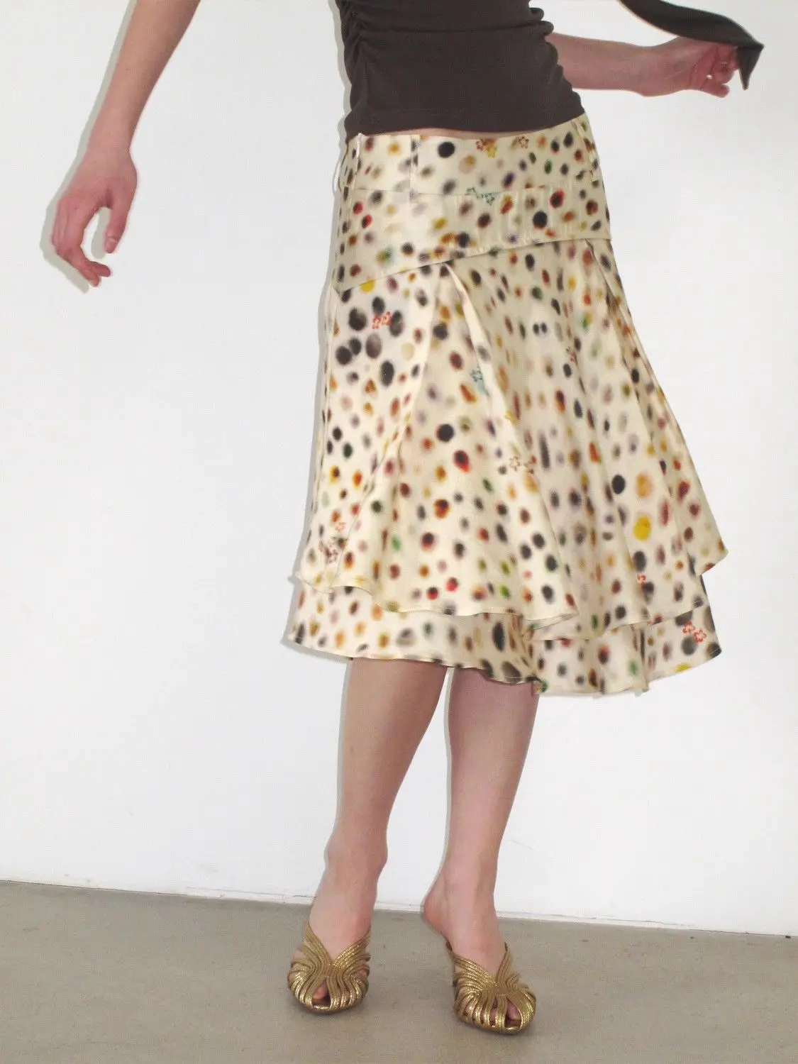 

Polka Dot Female Polka Dot Double-layer Oblique Cut Holiday Style Long Temperament Fashion Skirt New
