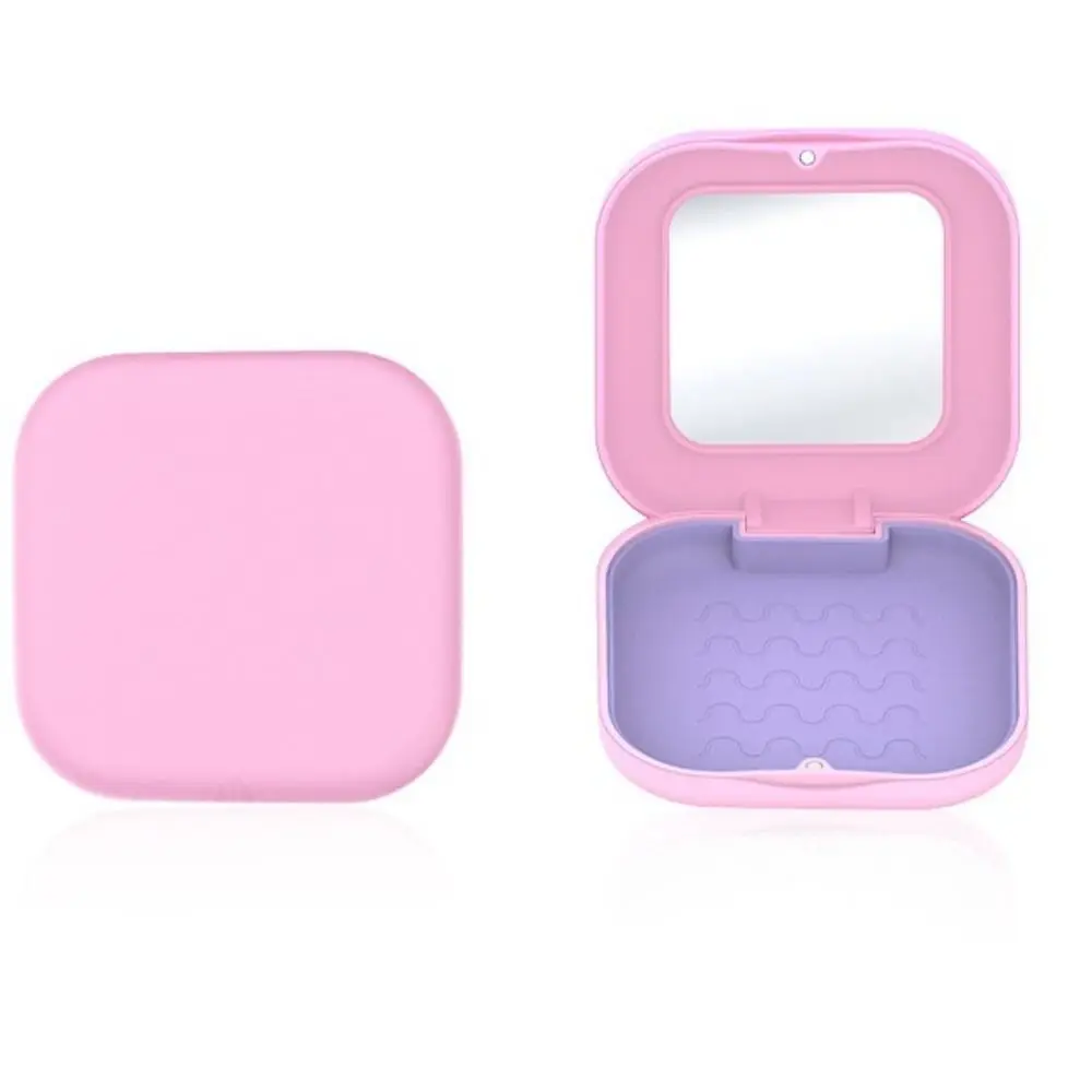 Portable Square Invisible Retainer Box Mini with Mirror Retainer Storage Box Portable Magnetic Braces Box Dental Care