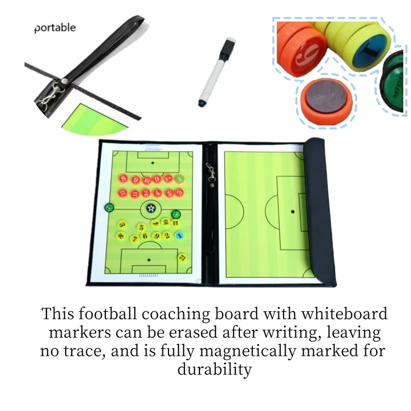 Portable Magnetic Soccer Coach Tactics Board, Strategy Game Coaching Clipboard Kit with Dry Erase Marker and Magnets, Universal