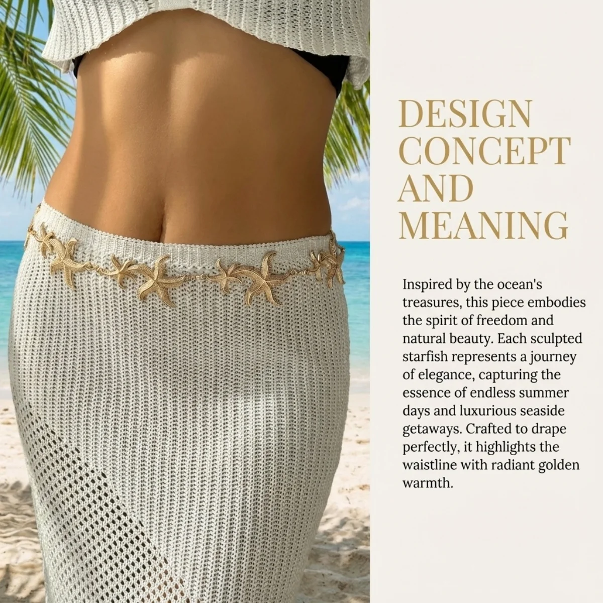 Sommerurlaub Große und Kleine Seestern-Taillenkette für Damen und Herren – Böhmische Strandkleid- und Bikini-Körperkette – Modischer Körperschmuck – Detail 10
