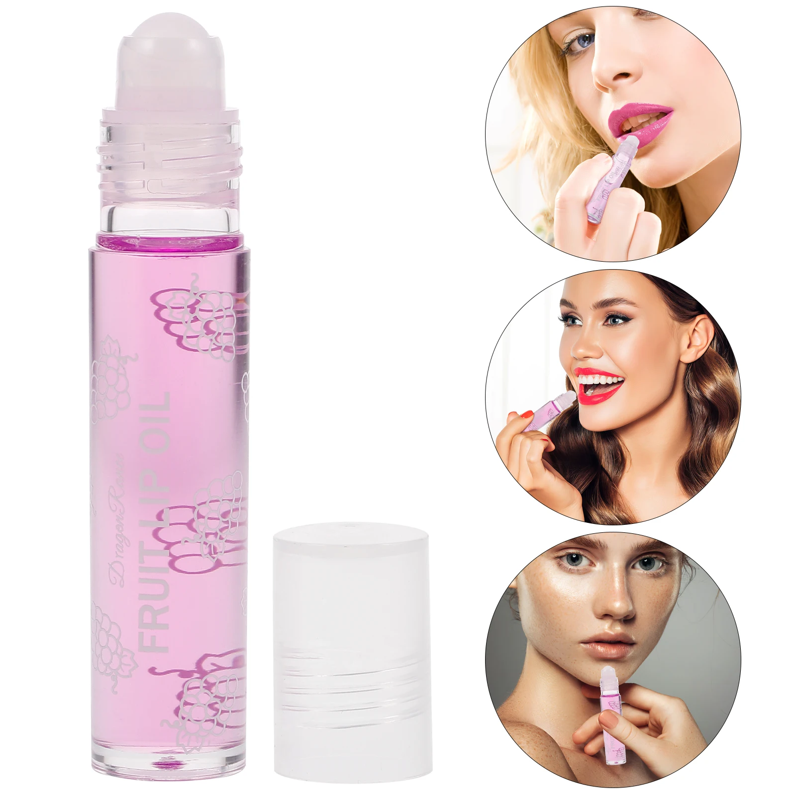 

Fruity Flavored Rollerball Oil Set Long Lasting Hydrating Transparent Formula Plumping Moisturizing Lip Balm For Dry Chapped