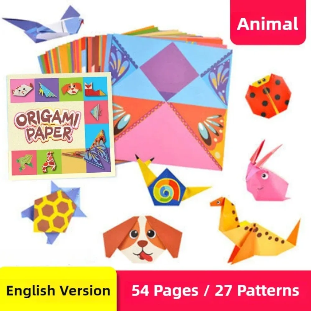 54 Pages Montessori Toys DIY Kids Craft Toy 3D Cartoon Animal Origami Handcraft Paper Art Learning Educational Toys for Children