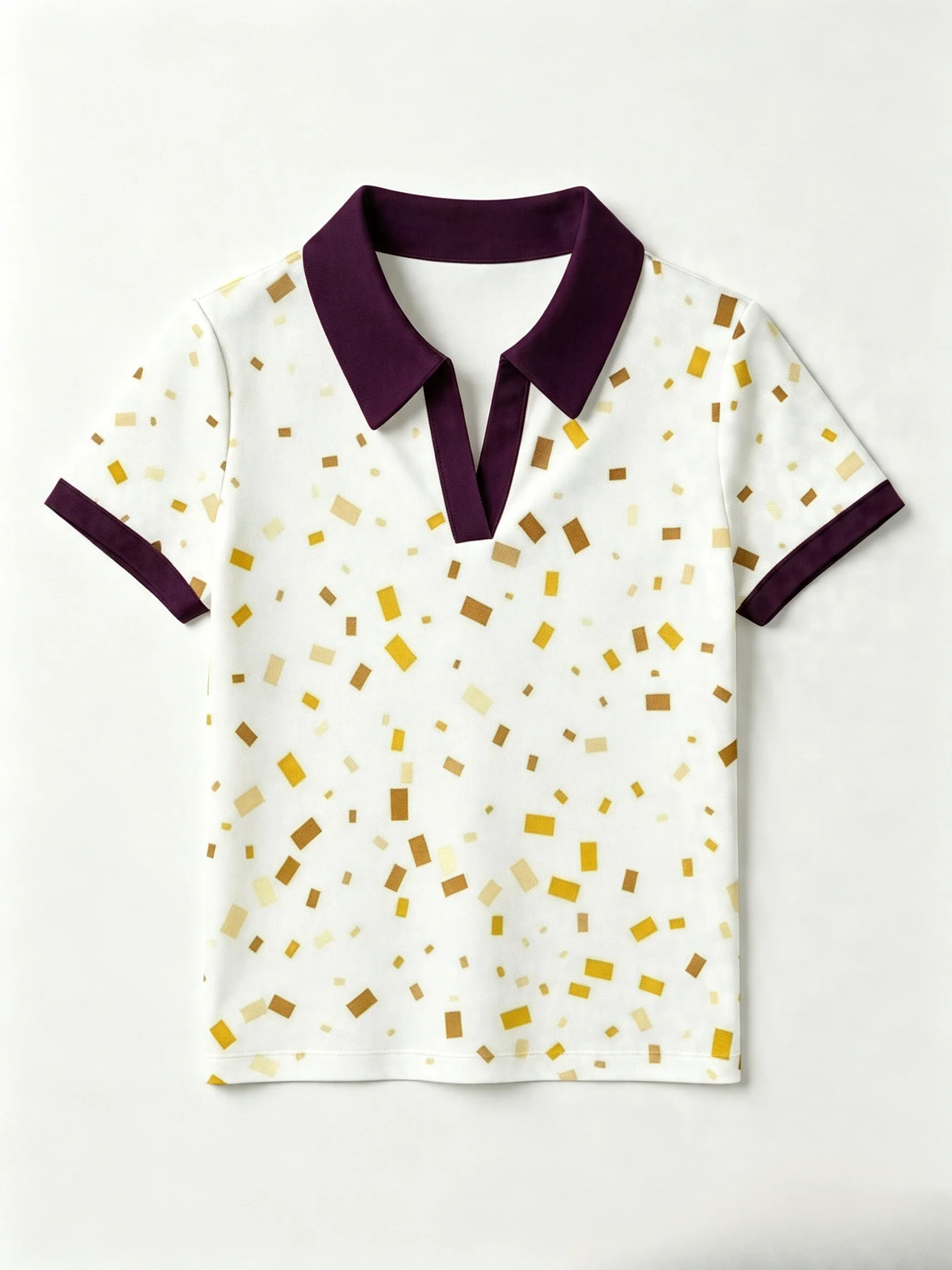 2026 Neues Stylisches Multifunktionales Damen-Poloshirt ohne Knöpfe – Goldglitzer-Polka-Dot-Muster, Trendiges und Vielseitiges Freizeit-Oberteil – Detail 1