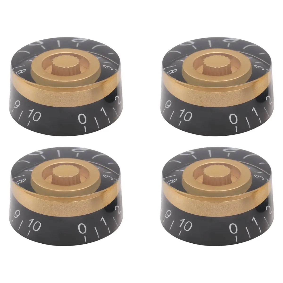 T34C 4Pcs Volume Tone Speed Control Knobs for LP Style Electric Guitar Parts, Transparent Golden