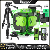 Huepar S04CG-LC Set 16 Lines Laser Level With Detector Tripod 4D Self-leveling Cross Line Green Level Tiling Floor Laser Tools