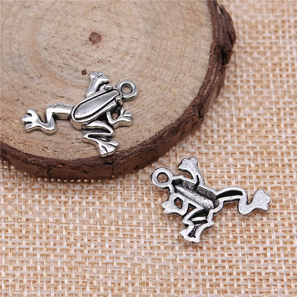 WYSIWYG 20pcs 23x17mm Pendant Frog Animal Frog Charm Pendants For Jewelry Making Antique Silver Color Tree Frog Pendants