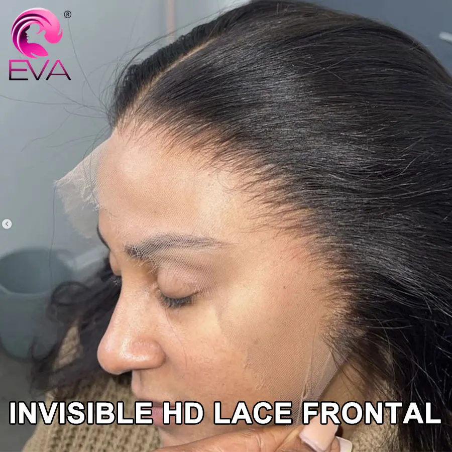 

Волосы Eva 13x6/13x4 Облегающие невидимые HD кружевные фронтальные 100% закрытия человеческих волос Предварительно выщипанные натуральные кожи головы Настоящие HD кружевные плавкие скины