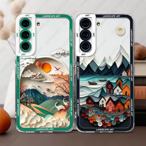 Phone Case For Samsung Galaxy S24 S20 S21 FE S22 Plus S23 Ultra A22 A54 5G A72 A34 A71 A31 Soft Cover Landscape Art Shockproof